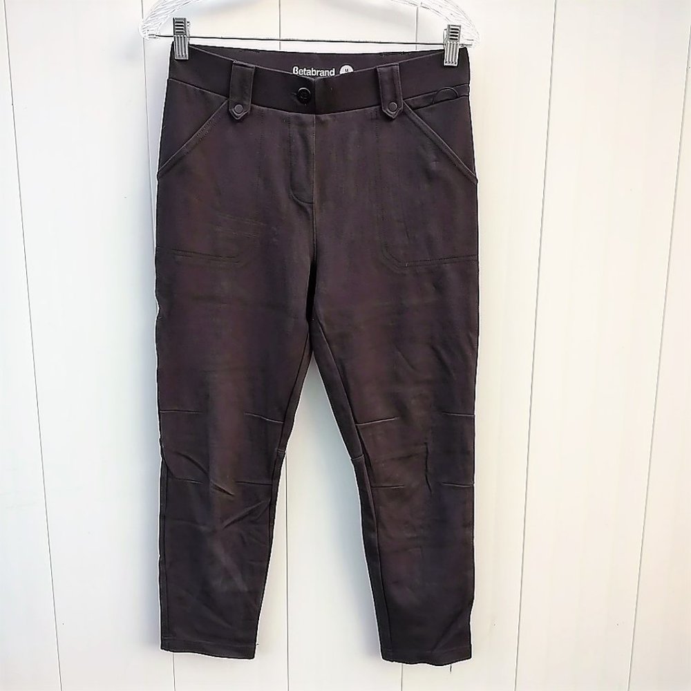 Betabrand Charcoal Gray Athleisure Workwear Cropped Yoga Pants W1582-SL Med